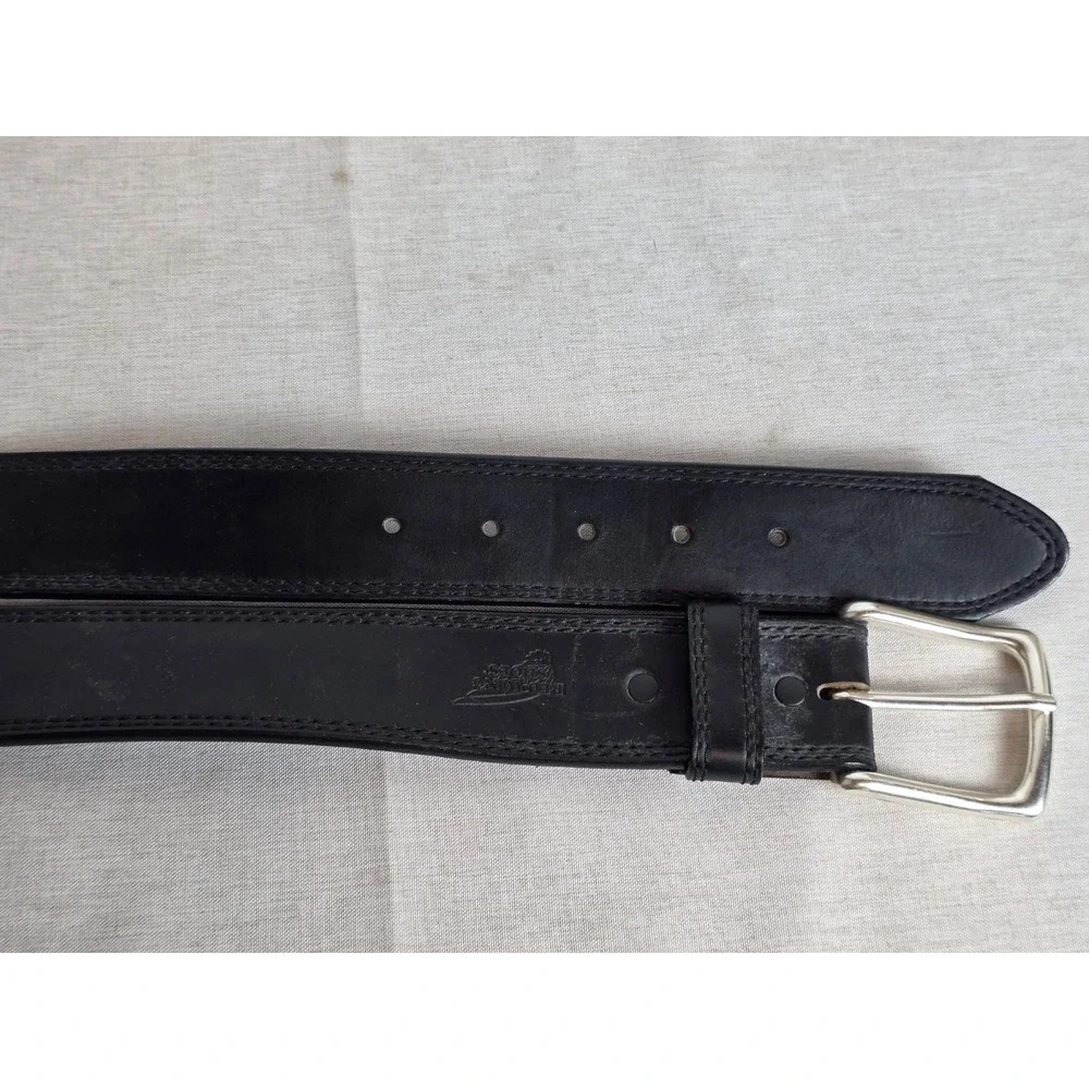 Red Wing 96519 Black Leather Belt Size 46 Made in‎ USA Solid Brass Buckle